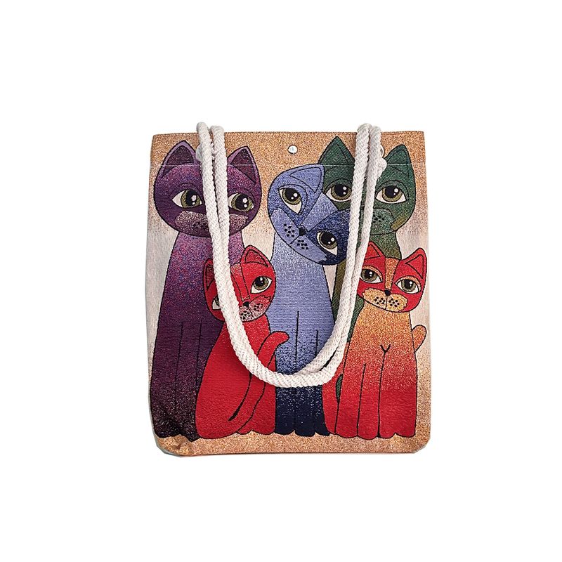 TURKUAZ - Bolso turco de algodón Gatos al atardecer