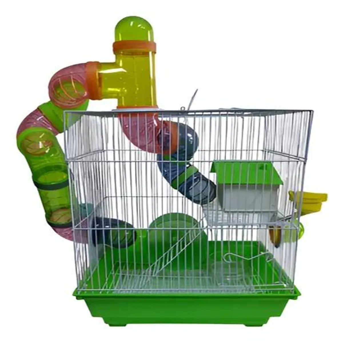 GENERICO - Jaula Hámster Con Tubos 2 Pisos Tuberia 34,5x28x41cm 49212