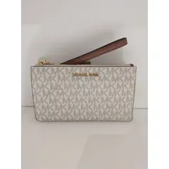MICHAEL KORS - Billetera Jet Set Travel Double Zip Wristlet - Vanilla