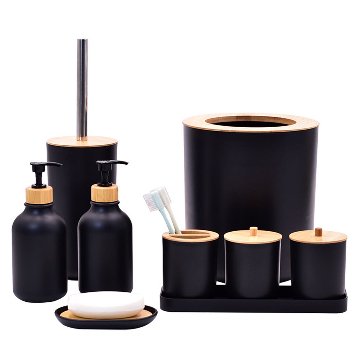 WAKESHOME - Juego Accesorios Set De Baño 9 Piezas Inoxidable