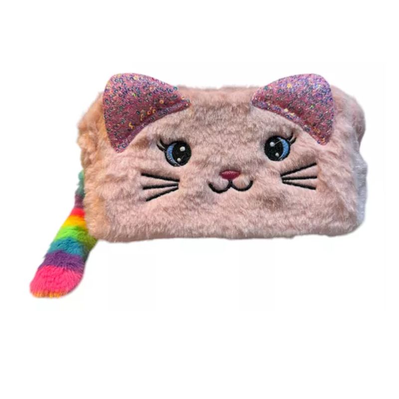 GENERICO - Estuche Diseño Gatito De Felpa Kawaii Escolar Oficina