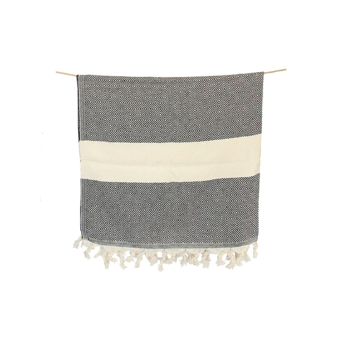 TURKUAZ - Toalla Turca de Algodón Mármara Negra 1 x 1,90 m