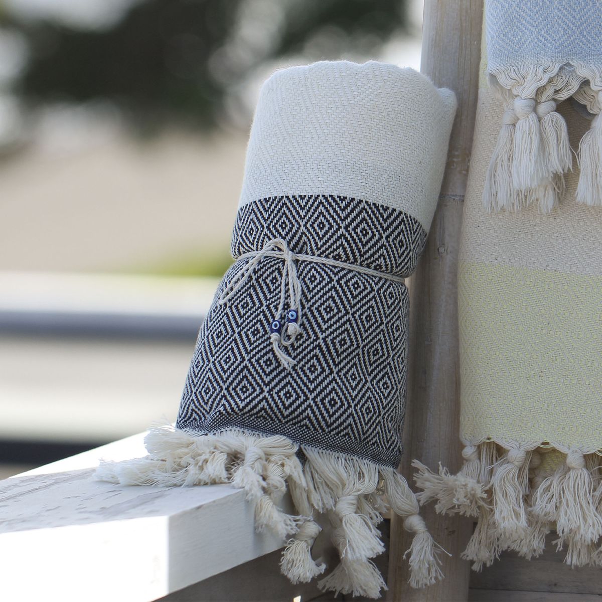 TURKUAZ - Toalla Turca de Algodón Mármara Negra 1 x 1,90 m