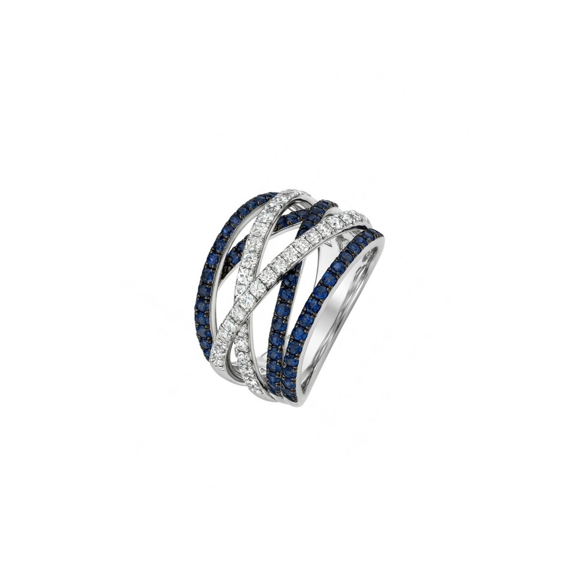 JB JOYAS BARON - Anillo de Oro Blanco 18kt Diamantes de 47 Puntos y  94pts Zafiro