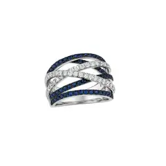 JB JOYAS BARON - Anillo de Oro Blanco 18kt Diamantes de 47 Puntos y 94pts Zafiro