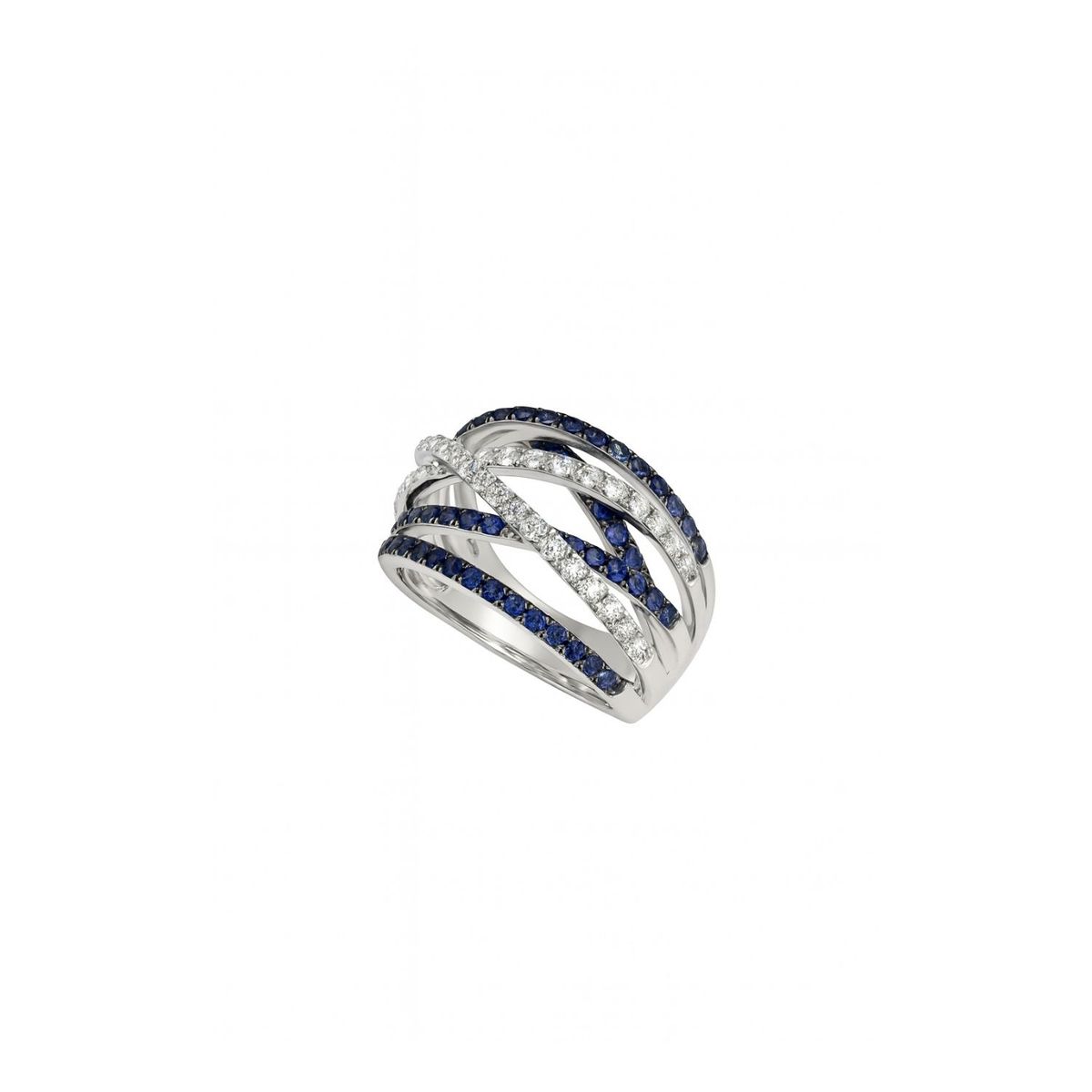 JB JOYAS BARON - Anillo de Oro Blanco 18kt Diamantes de 47 Puntos y  94pts Zafiro