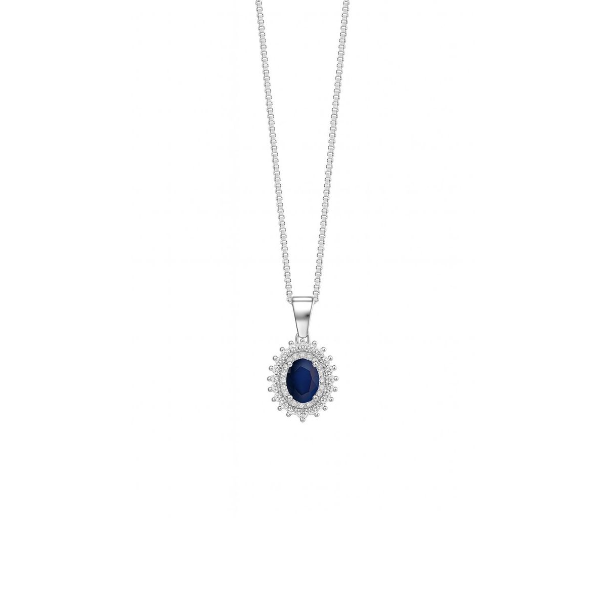 JB JOYAS BARON - Collar de Oro 18kt Diamantes de 31Pts y 9Pts Zafiro