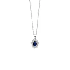 JB JOYAS BARON - Collar de Oro 18kt Diamantes de 31Pts y 9Pts Zafiro