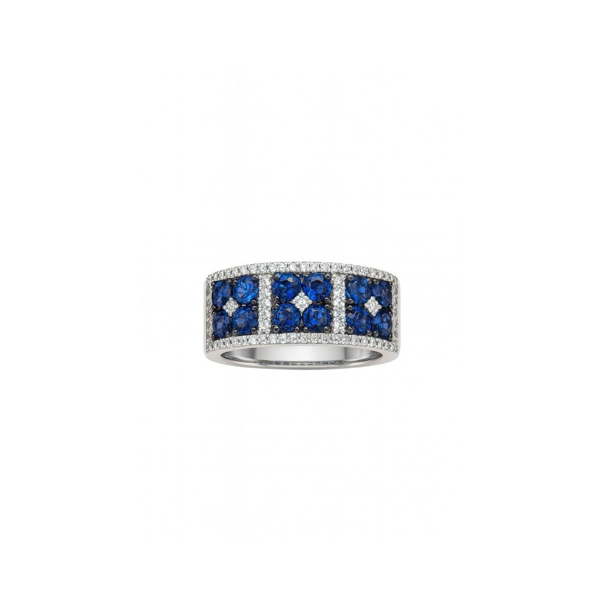 JB JOYAS BARON - Anillo de Oro Blanco 18kt Diamantes de 27 Puntos y  93Pts Zafiro
