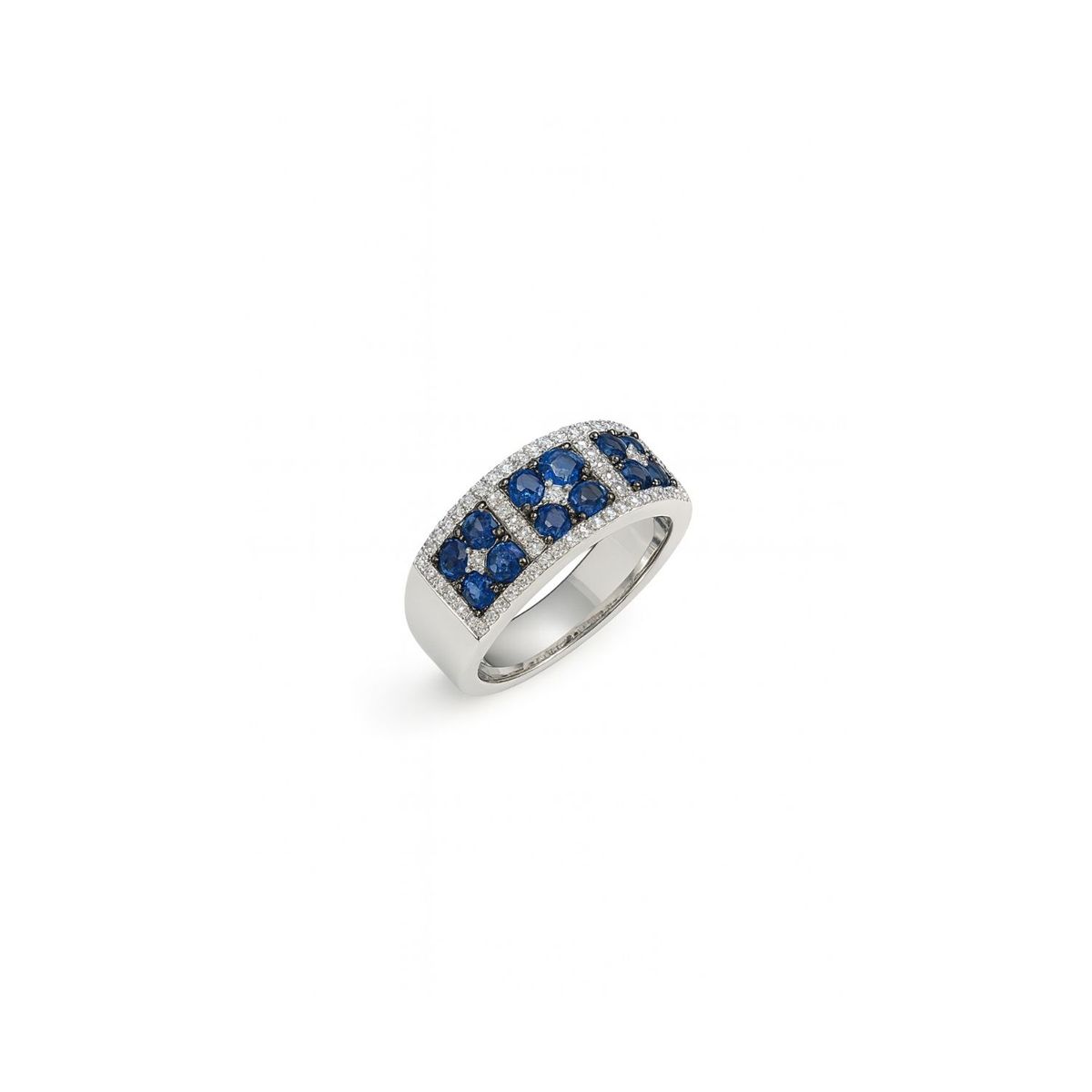JB JOYAS BARON - Anillo de Oro Blanco 18kt Diamantes de 27 Puntos y  93Pts Zafiro
