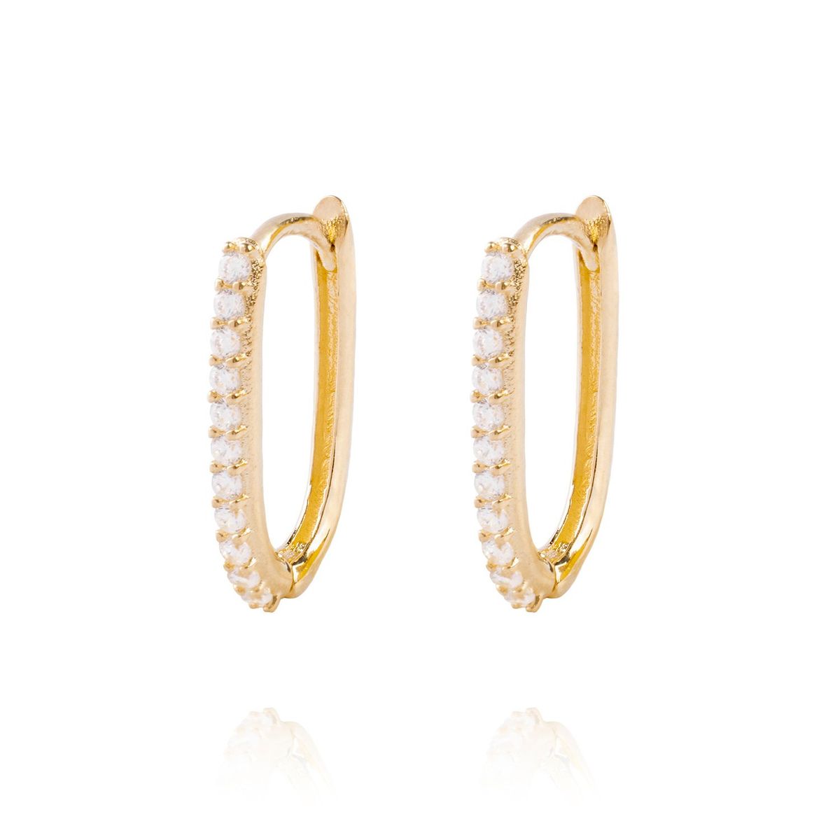 JB JOYAS BARON - Aros de Oro 18kt Argollas Circón Ovalado