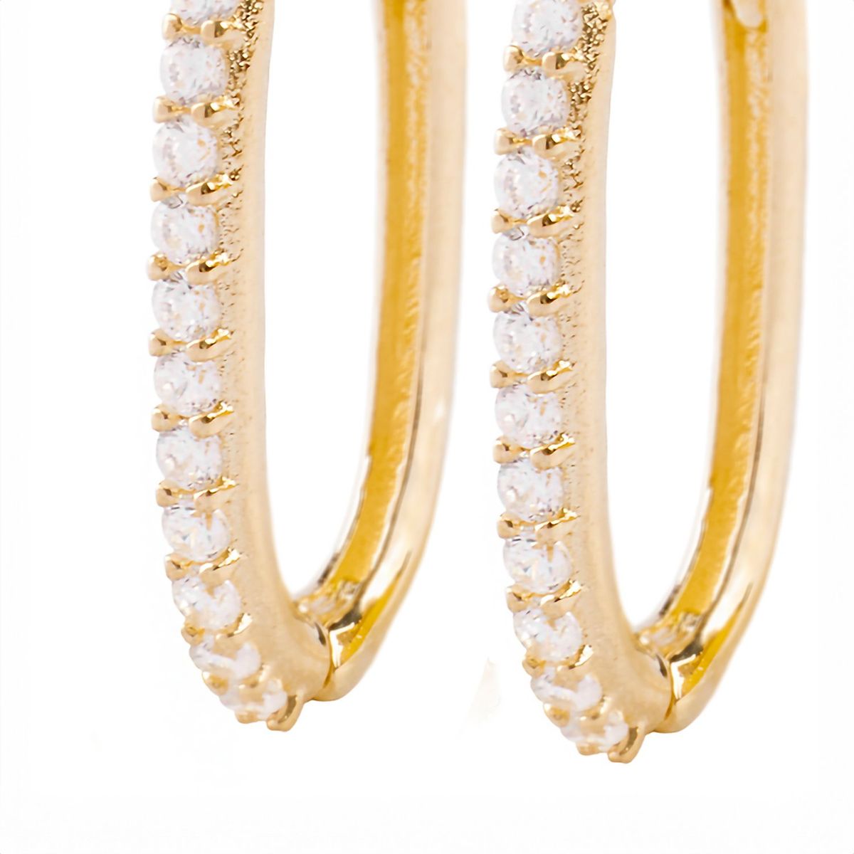 JB JOYAS BARON - Aros de Oro 18kt Argollas Circón Ovalado