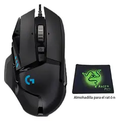 LOGITECH - Mouse Gamer G502 Hero - Negro y Mousepad