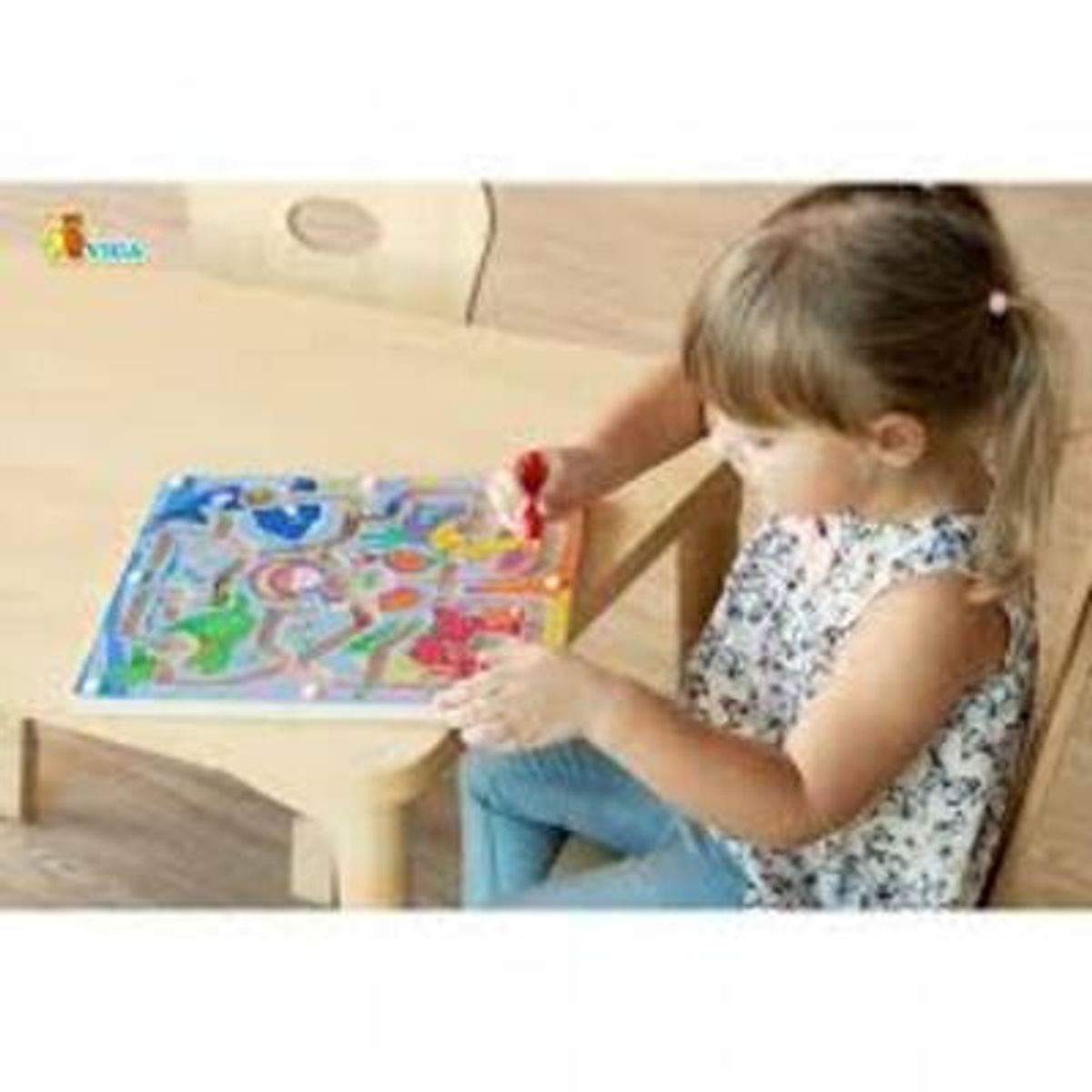 VIGA - Laberinto Magnético De Madera con Diseño del Océano