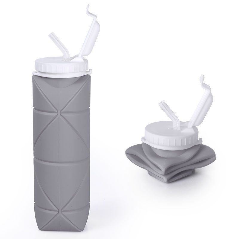 GENERICO - Botella plegable de silicona gris