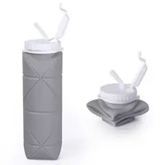 GENERICO - Botella plegable de silicona gris