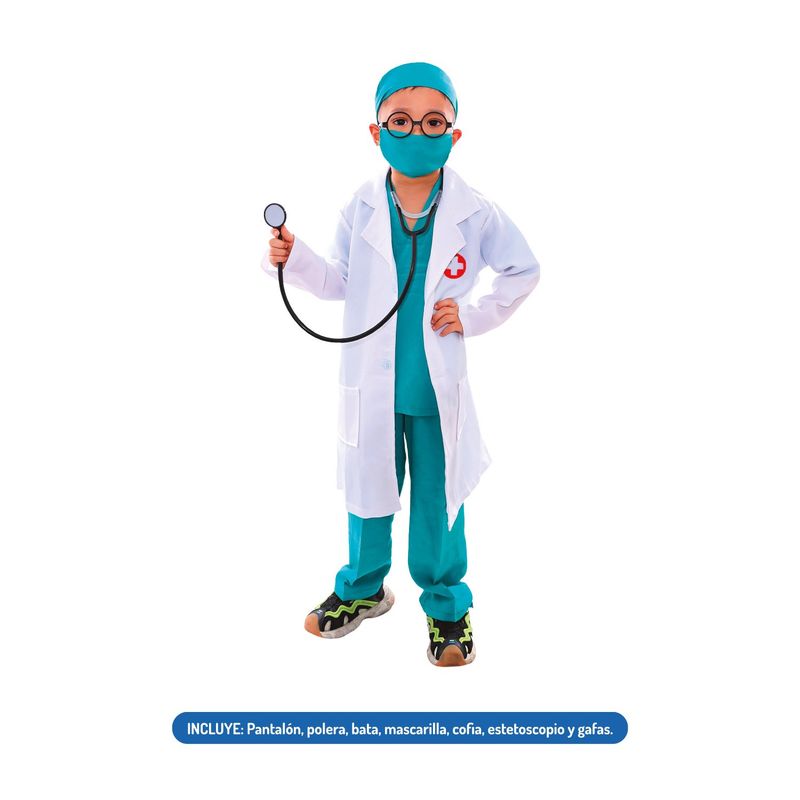 TODODISFRACESCHILE - Disfraz Doctor Medico Enfermero Talla 3 a 4 años