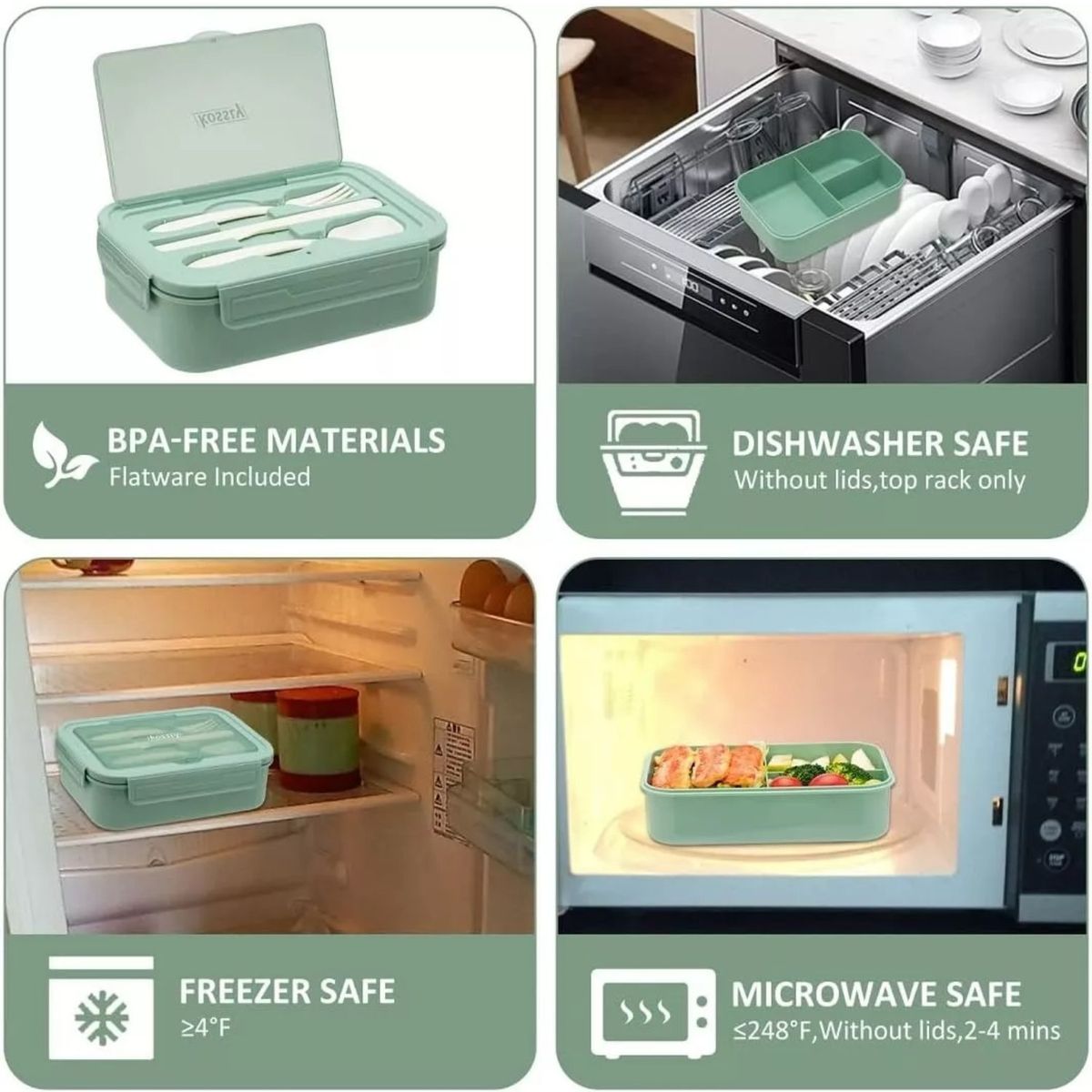 IMPORTCLICK - Tupper Contenedor Microondas Alimentos Servicio Verde - Verde Arlequín