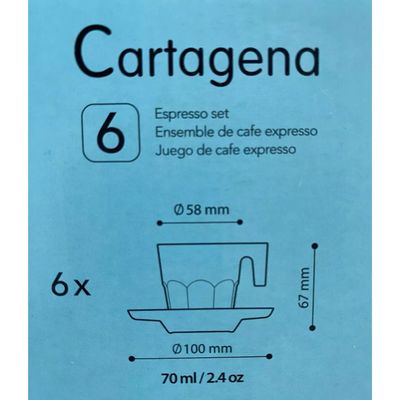 Imagen 2 del producto Set 6 Tazas + Plato Cafe Expresso 70 Ml Kimglass Cartagena