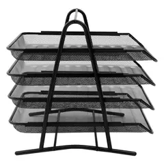 GENERICO - Bandeja Metálica de 4 Niveles para Documentos Organizador