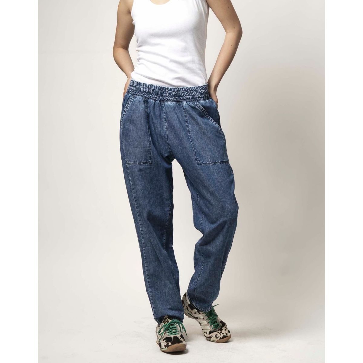 MOMCHIC - JEANS JOGGER BAGGY AZUL