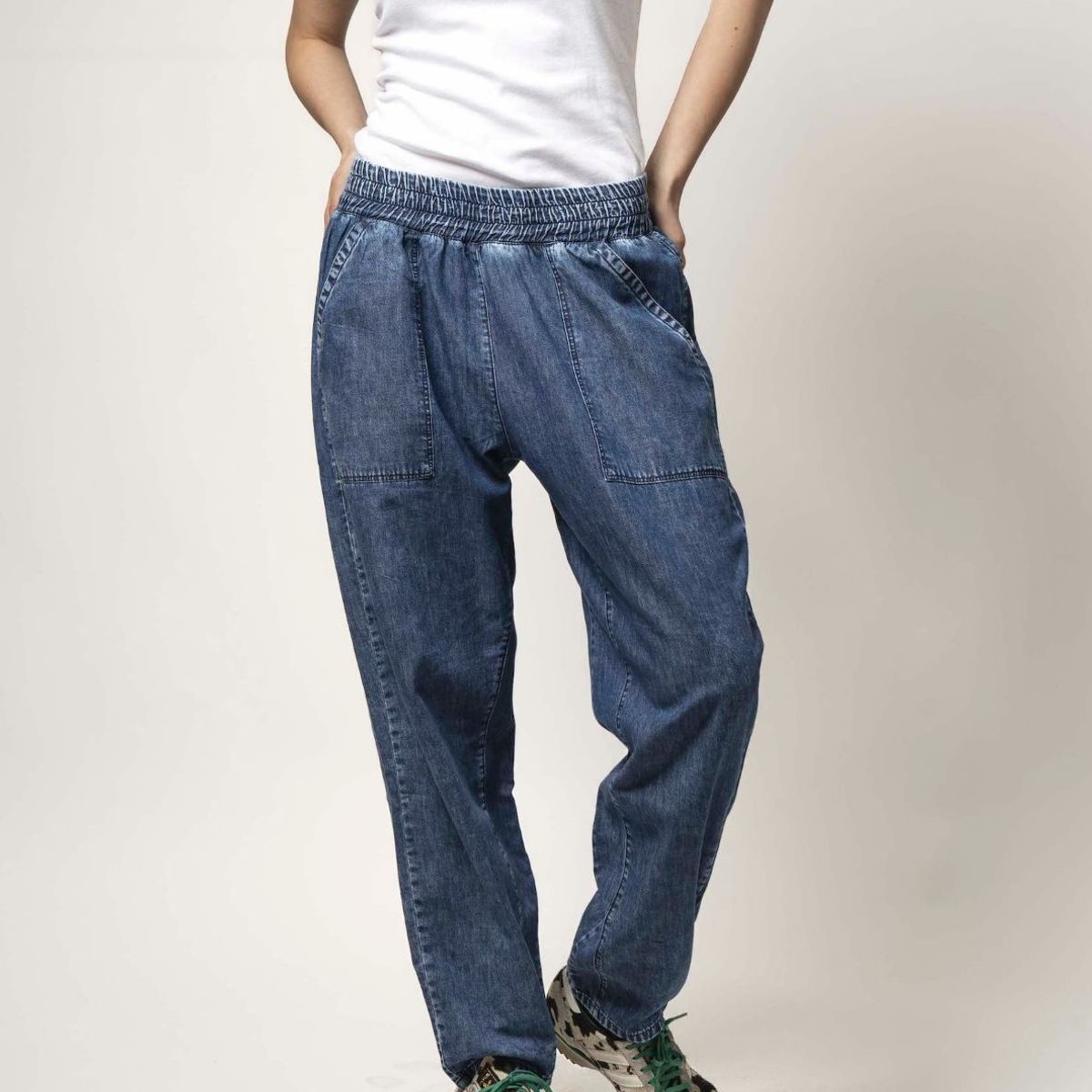 MOMCHIC - JEANS JOGGER BAGGY AZUL