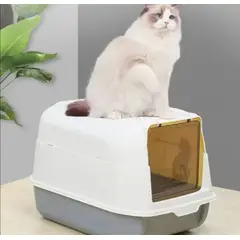 GENERICO - Arenero Abierto Cerrado 2 en 1 Baño Sanitario Gatos Marron