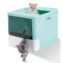 GENERICO - Baño Arenero Para Gatos Cerrado Xl Celeste