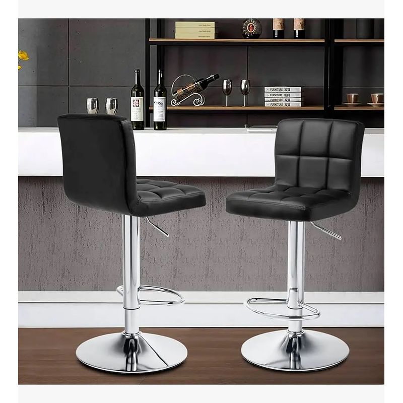 CORI CORI - Pack 2 Taburete Piso Bar Ecocuero Negro