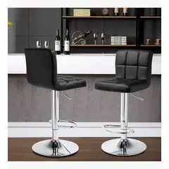 CORI CORI - Pack 2 Taburete Piso Bar Ecocuero Negro