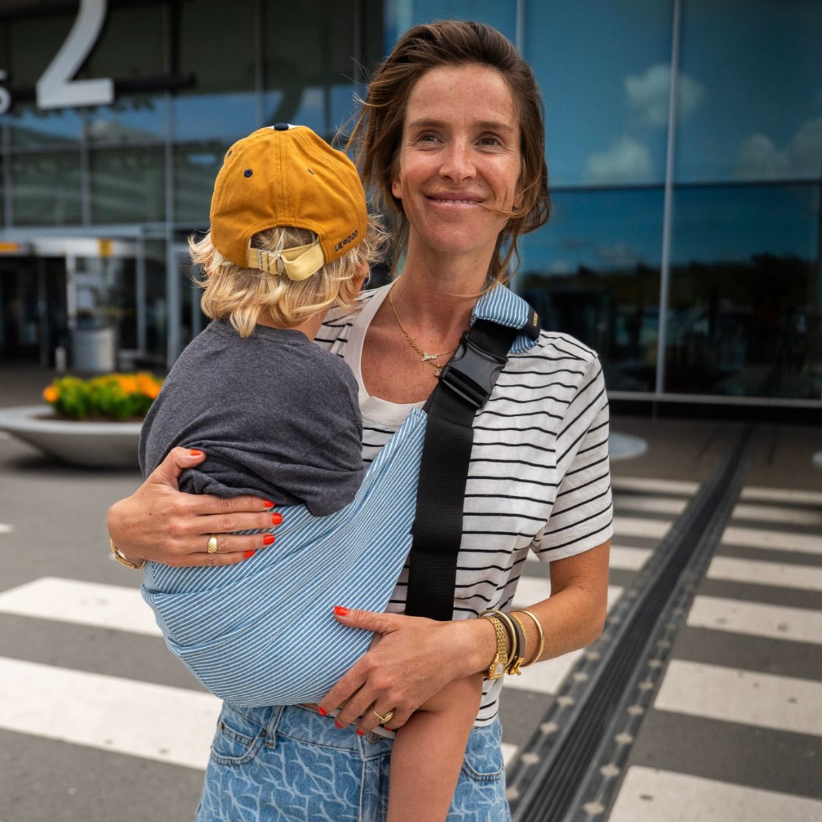 WILDRIDE - Portabebé Light Denim Stripe