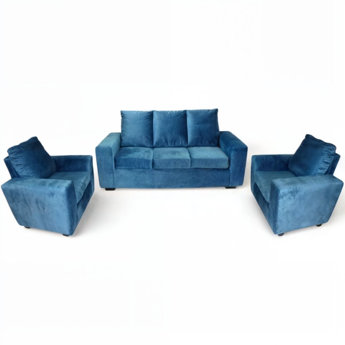 MUEBLERIA LATINA - LIVING CARRE 3-1-1 FELPA AZUL PETROLEO