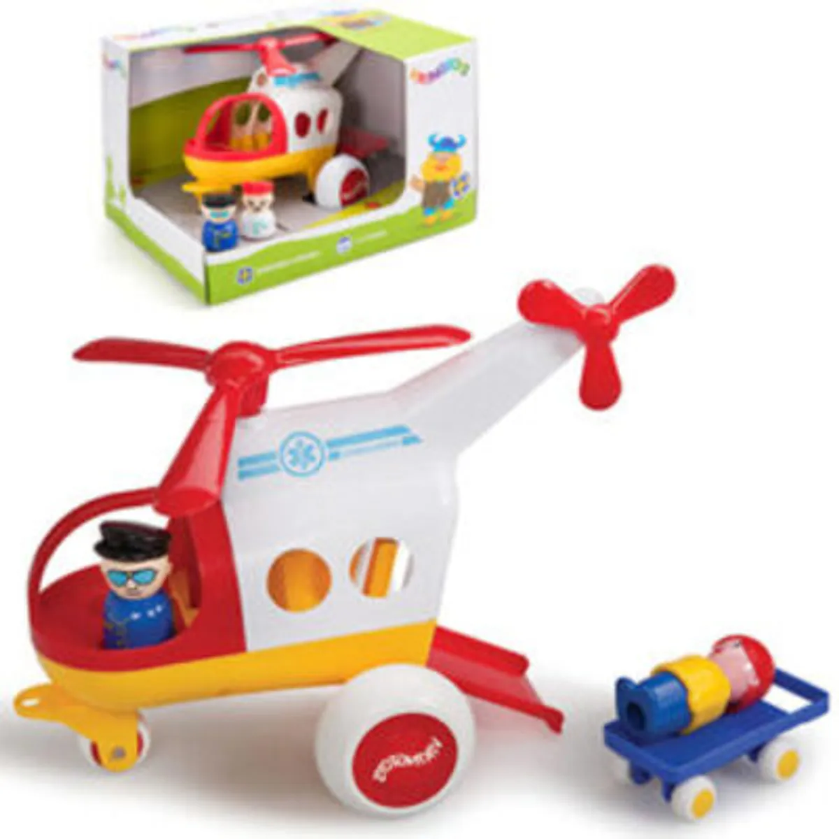 VIKINGTOYS - Helicoptero 30 cm con 2 figuras