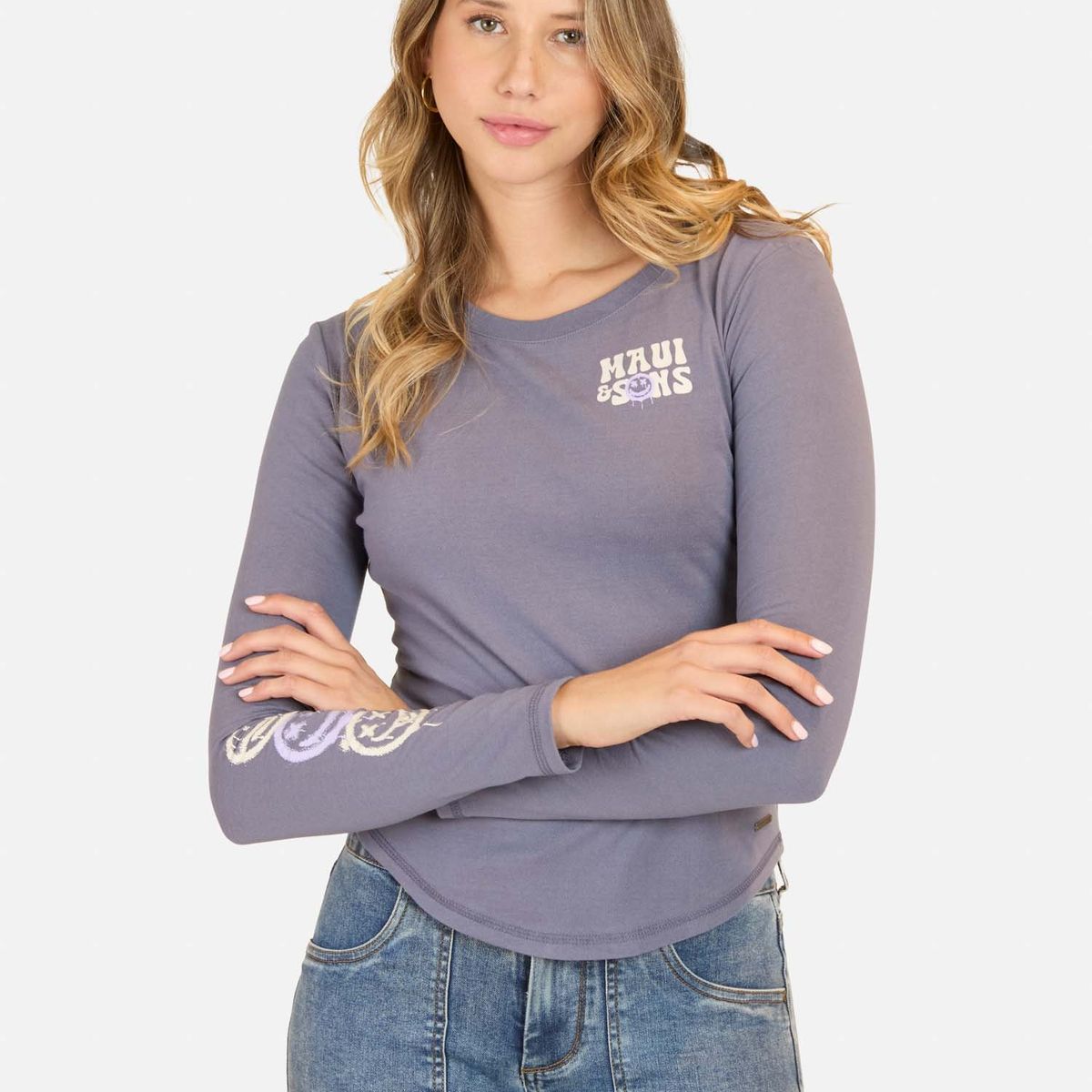 MAUI AND SONS - Polera ML Wild Gris Mujer Maui And Sons - Gris