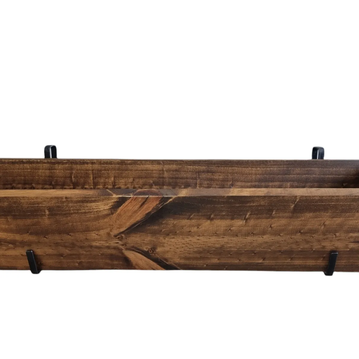 MACETEROS RR - Jardinera Balconera Madera Roble 80cm con Gancho Fierro para Balcón y Reja