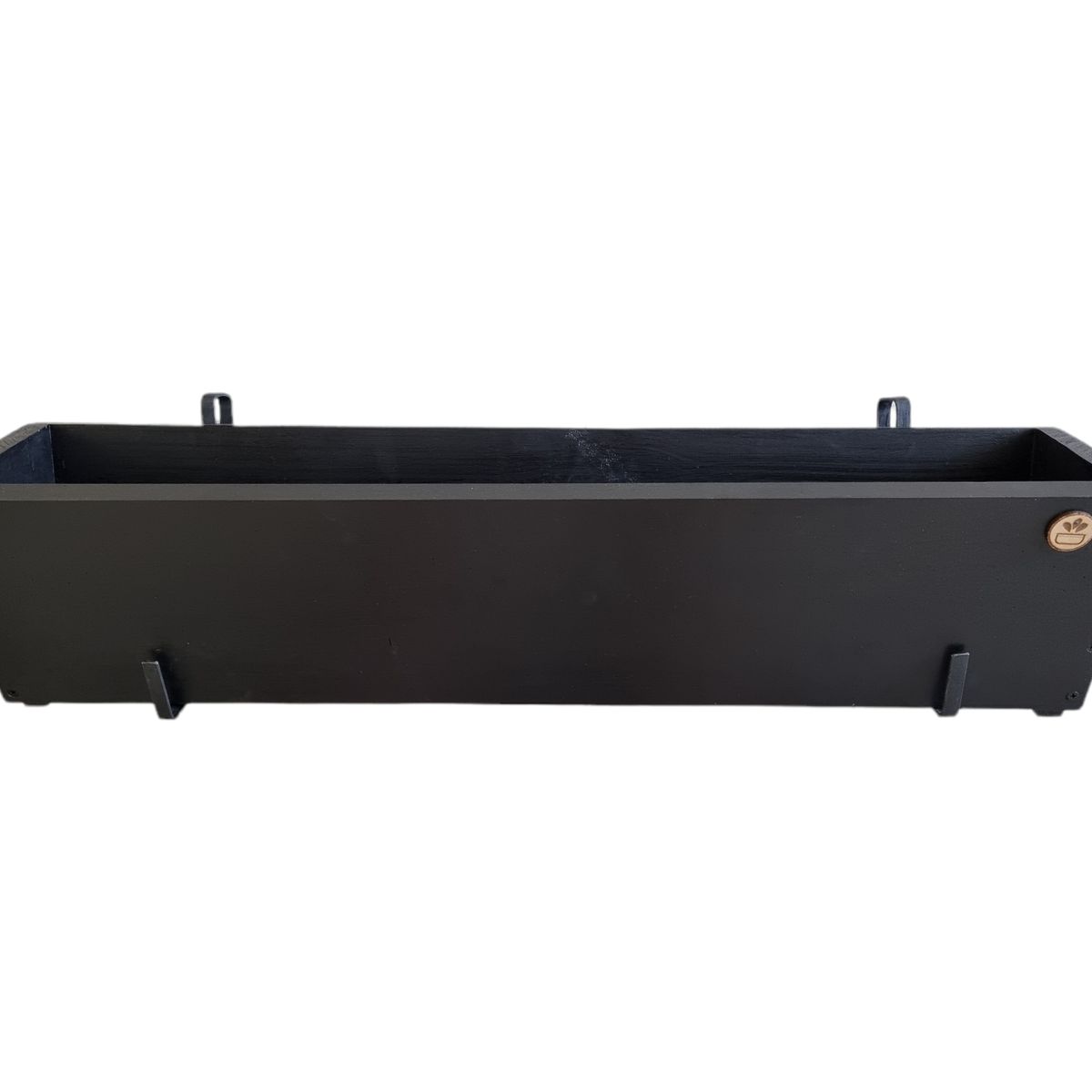 GENERICO - MACETERO BALCONERA DE MADERA CON GANCHOS NEGRO 100CM