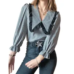 ME MATO TIENDA - Blusa cuadrille vichy cuello bobo tienda Me Mato