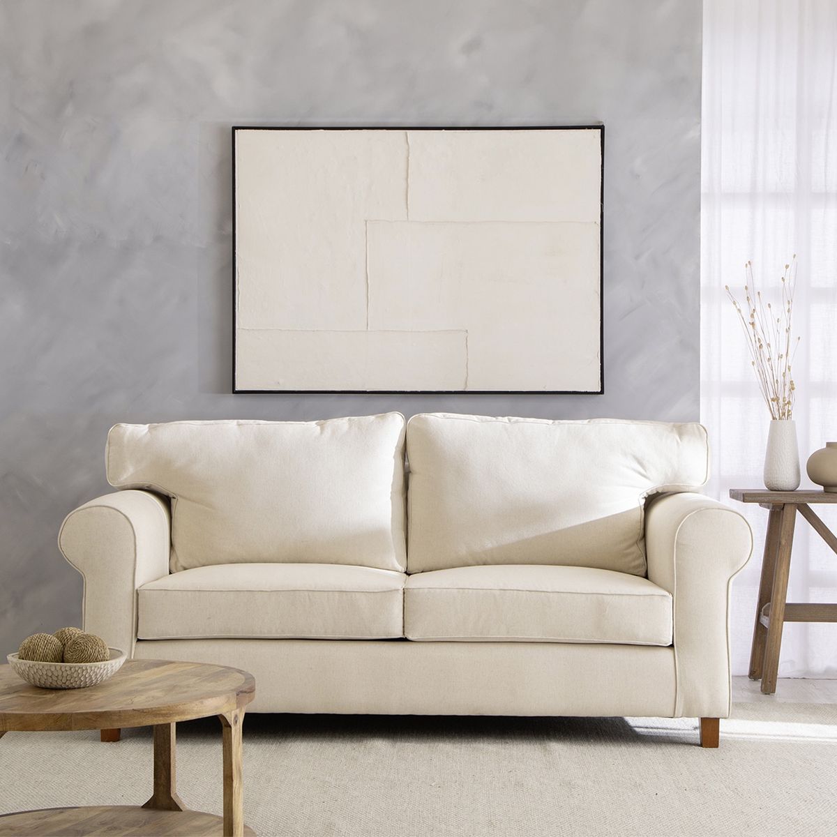 MUEBLES COTTONI - Sofá Dalia Lino Crudo