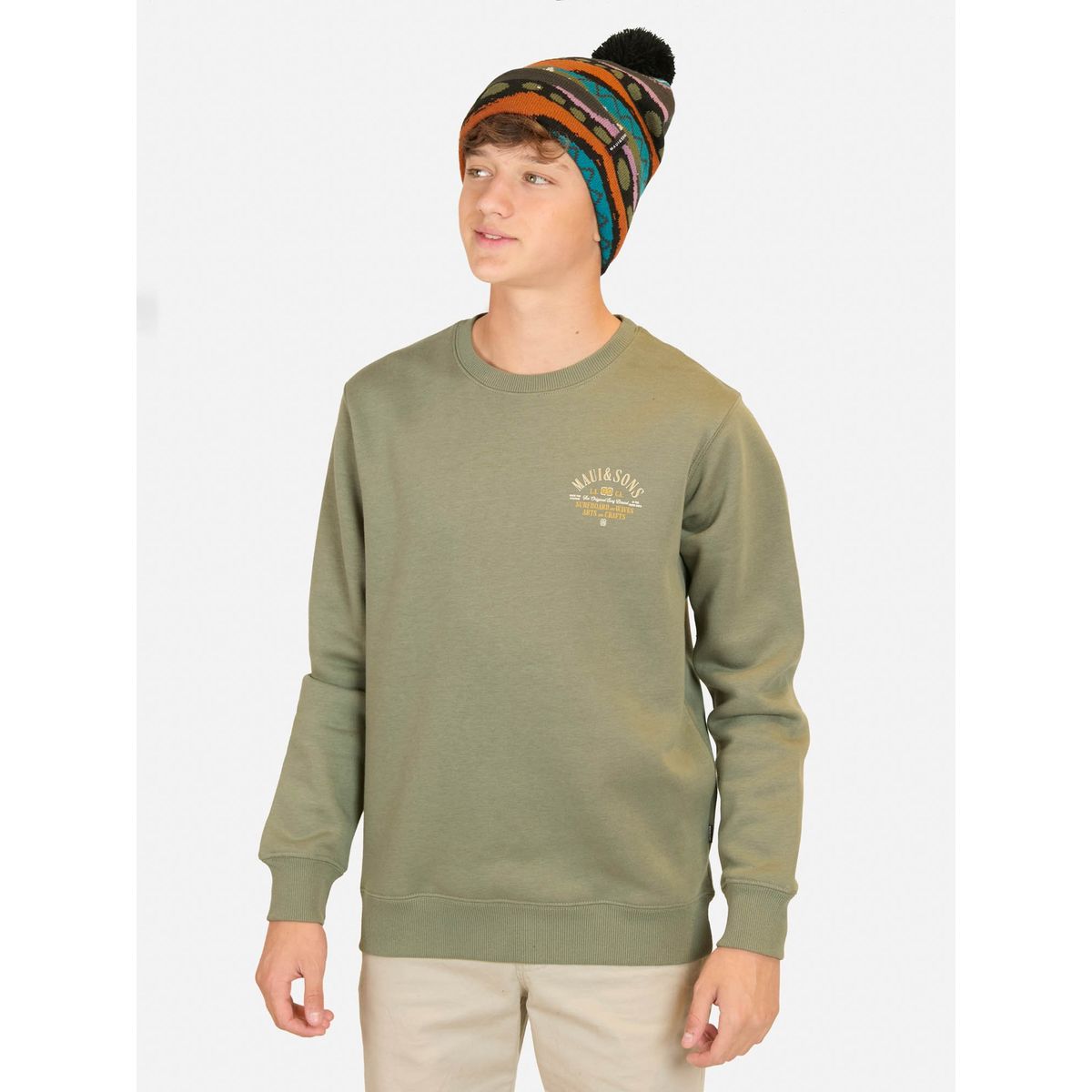 MAUI AND SONS - Poleron CR Lava Verde Infantil Maui And Sons