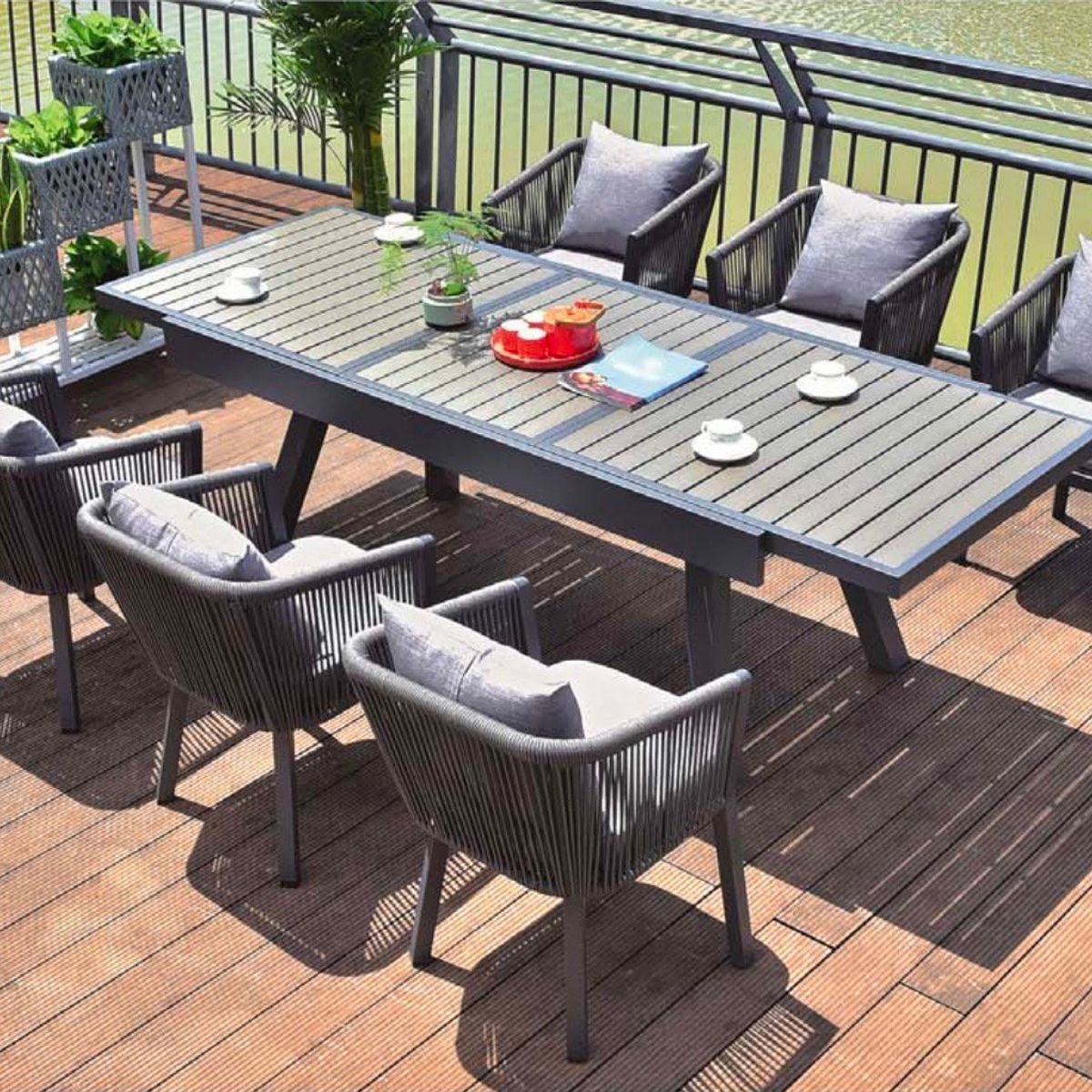 GENERICO - Juego de Comedor Exterior Extensible para Jardines y Terrazas