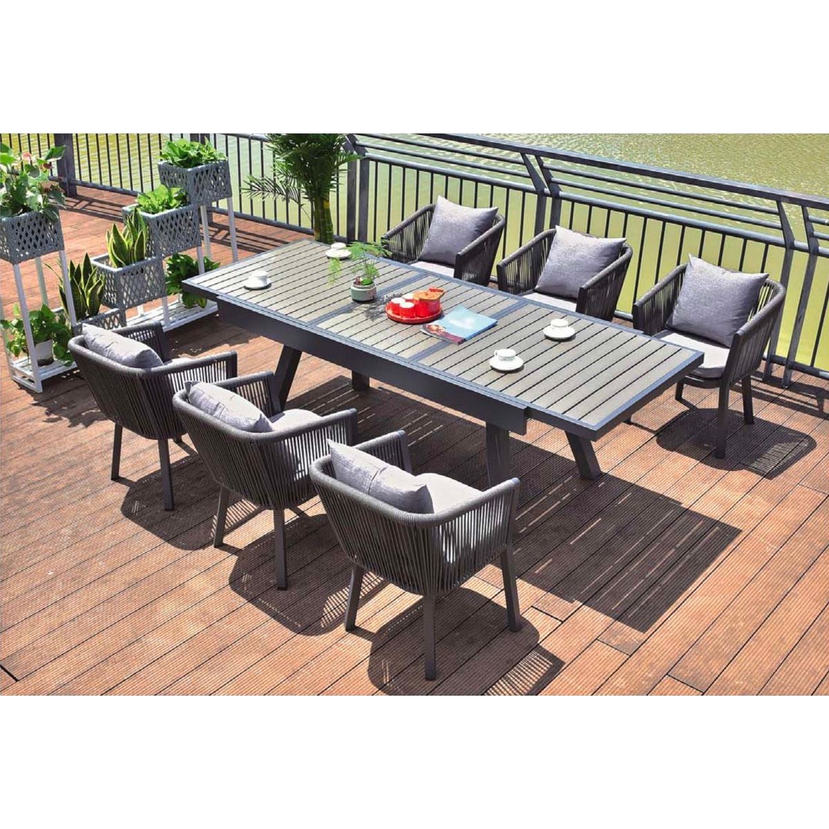 GENERICO - Juego de Comedor Exterior Extensible para Jardines y Terrazas