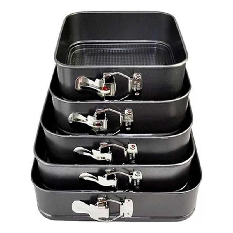 GENERICO - Set De 5 Moldes Cuadrados De Torta Antiadherente