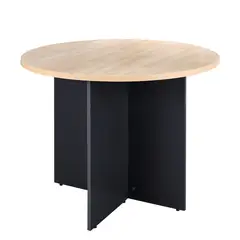 GENERICO - Mesa de Reuniones 100 cm de Diámetro Laminado Compacto Maple/Grafito