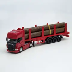 WELLY - Camión Escala 1:64 Scania Logging Trailer Burdeo -
