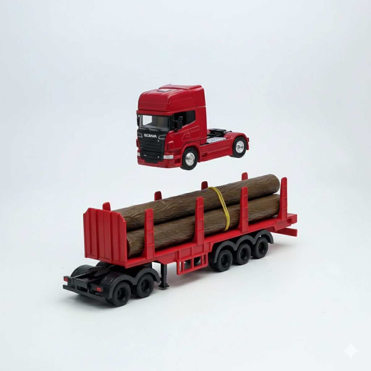 WELLY - Camión Scania Logging Trailer Burdeo Escala 1:64 - Welly