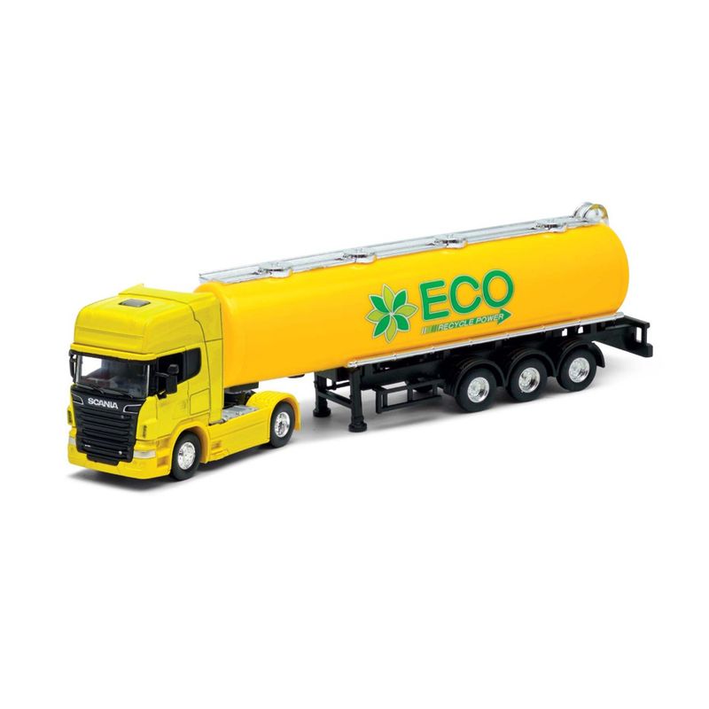WELLY - Camión Escala 1:64 Scania Logging Trailer Amarillo