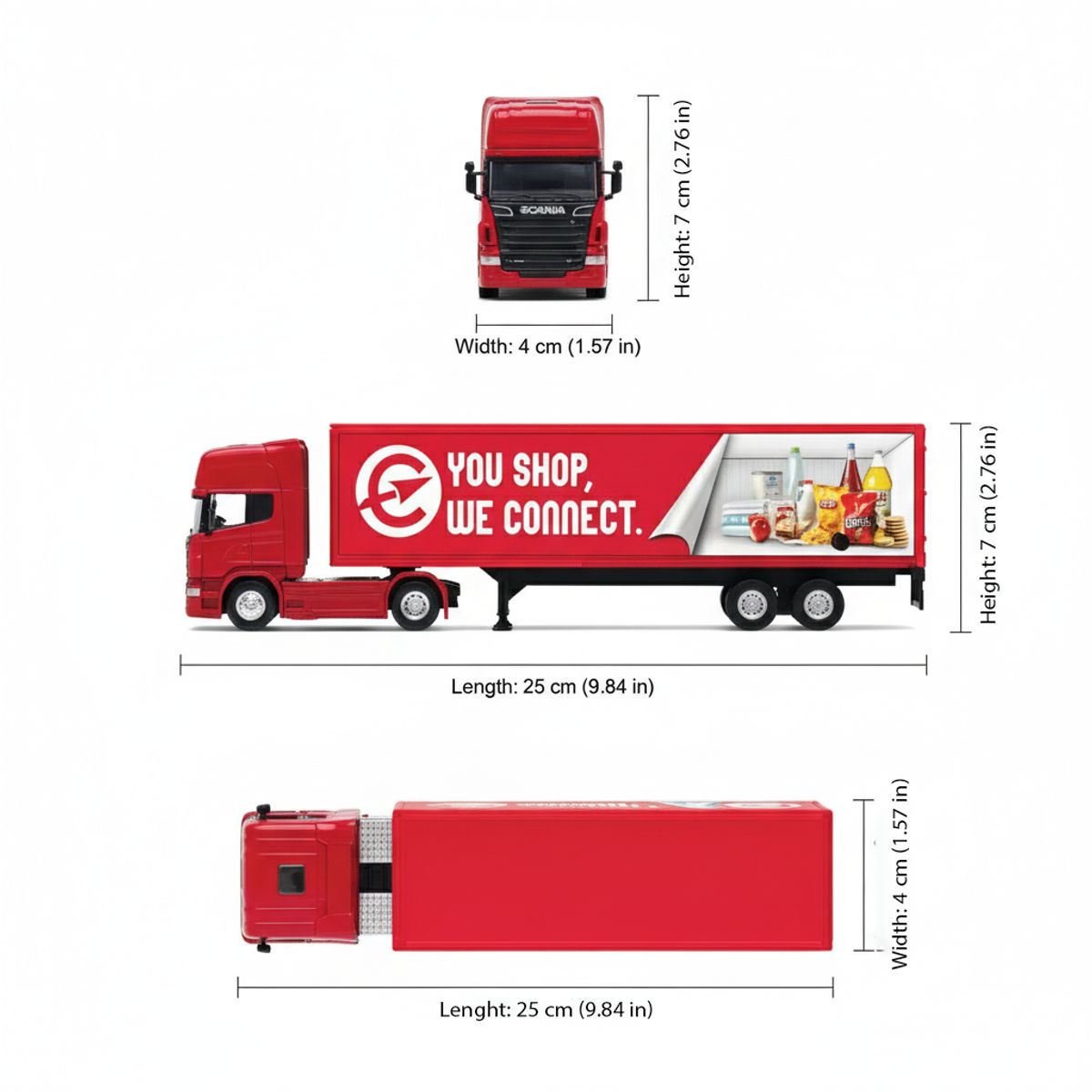 WELLY - Camión Scania Logging Trailer Rojo Escala 1:64 - Welly
