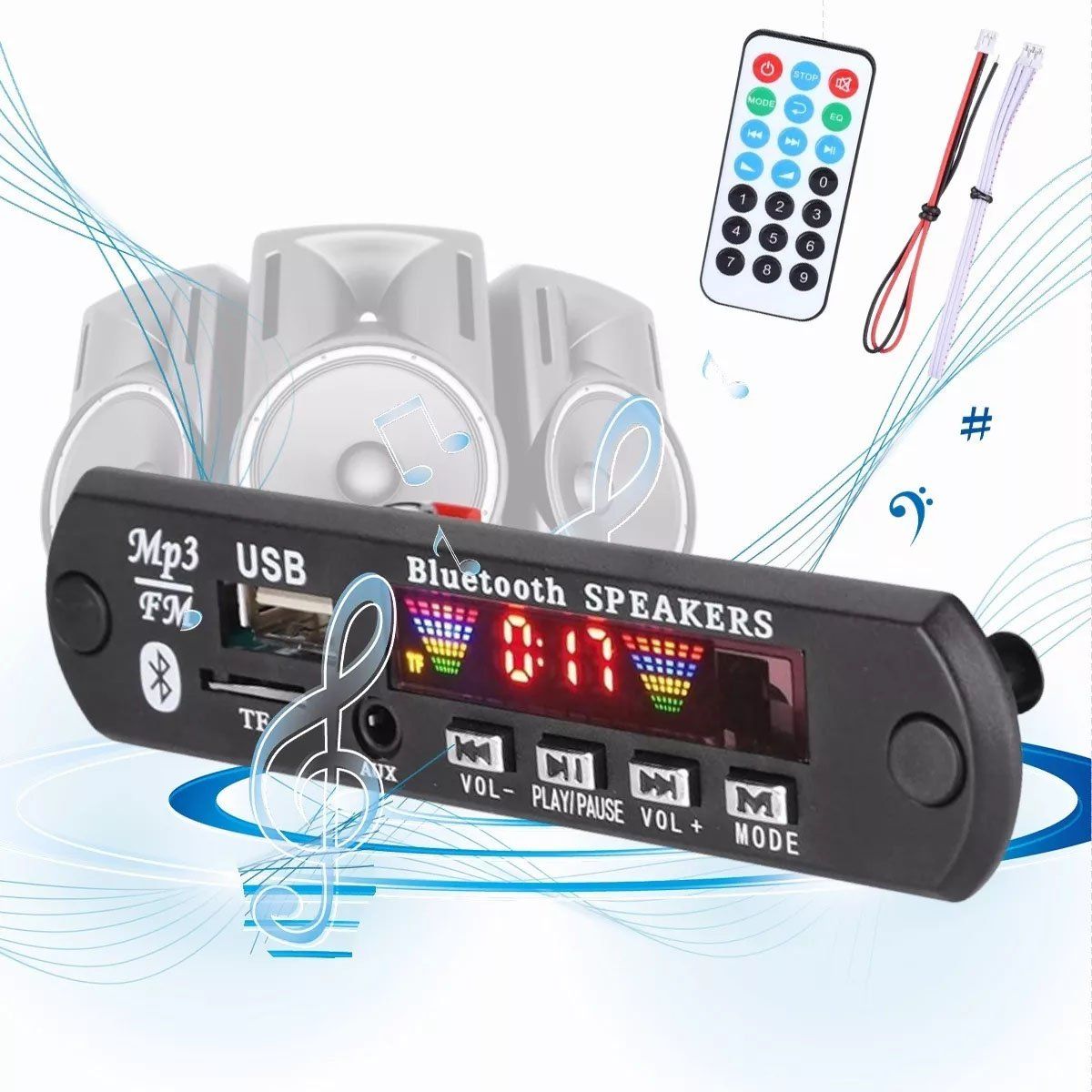 EDWINAYY - Módulo Reproductor Mp3 Con Bluetooth Micro Sd Plug 35mm