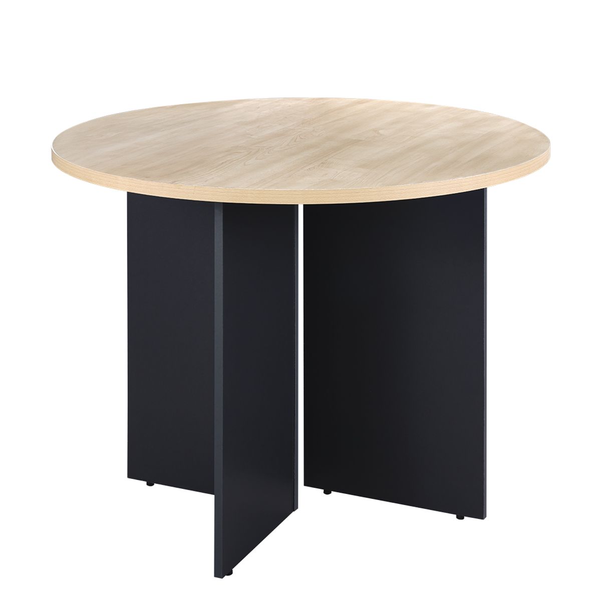 GENERICO - Mesa de Reuniones 120 cm. de Diámetro Laminado Compacto Maple/Grafito