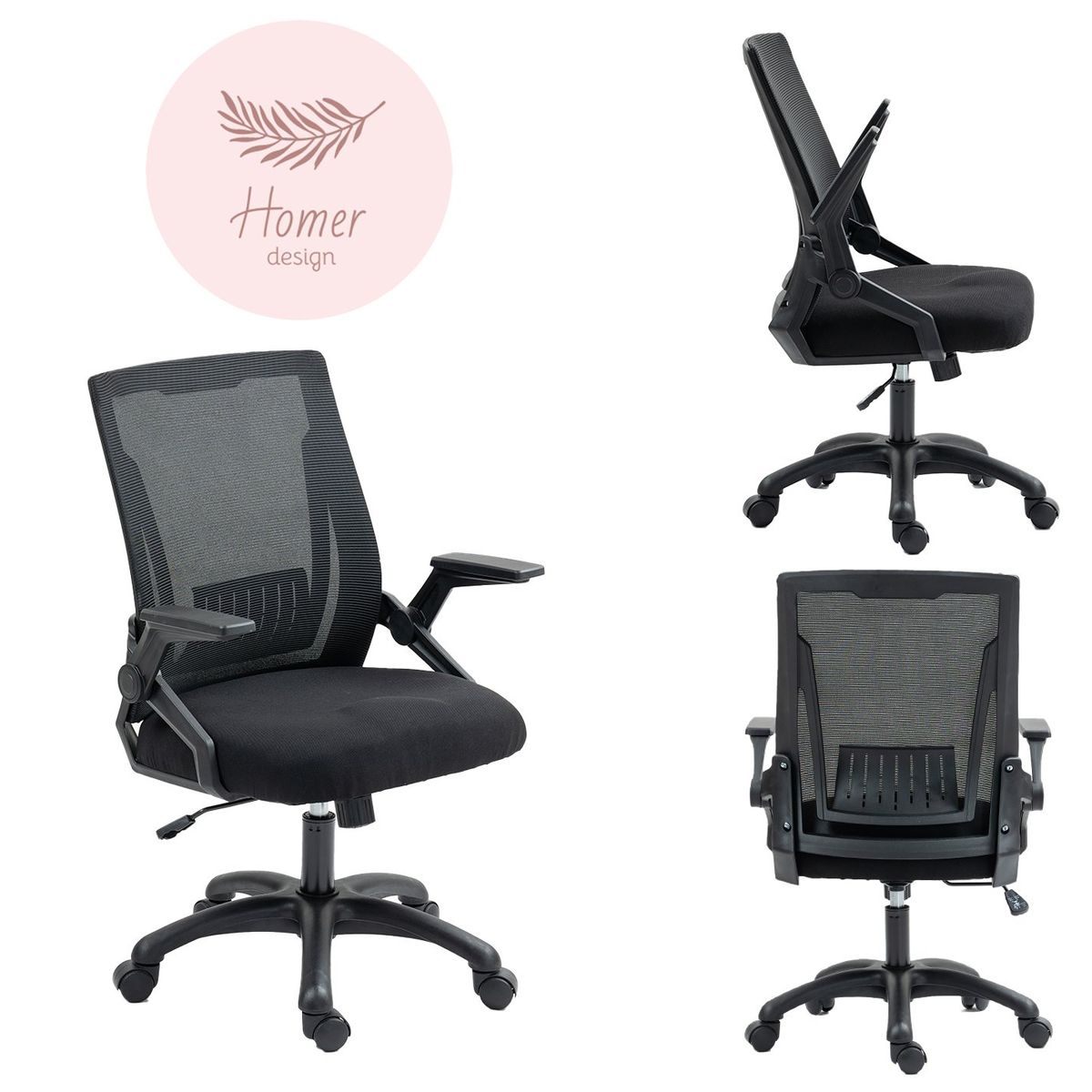 HOMER DESIGN - Silla De Oficina Color Negro Escritorio Con Asiento De Memoria
